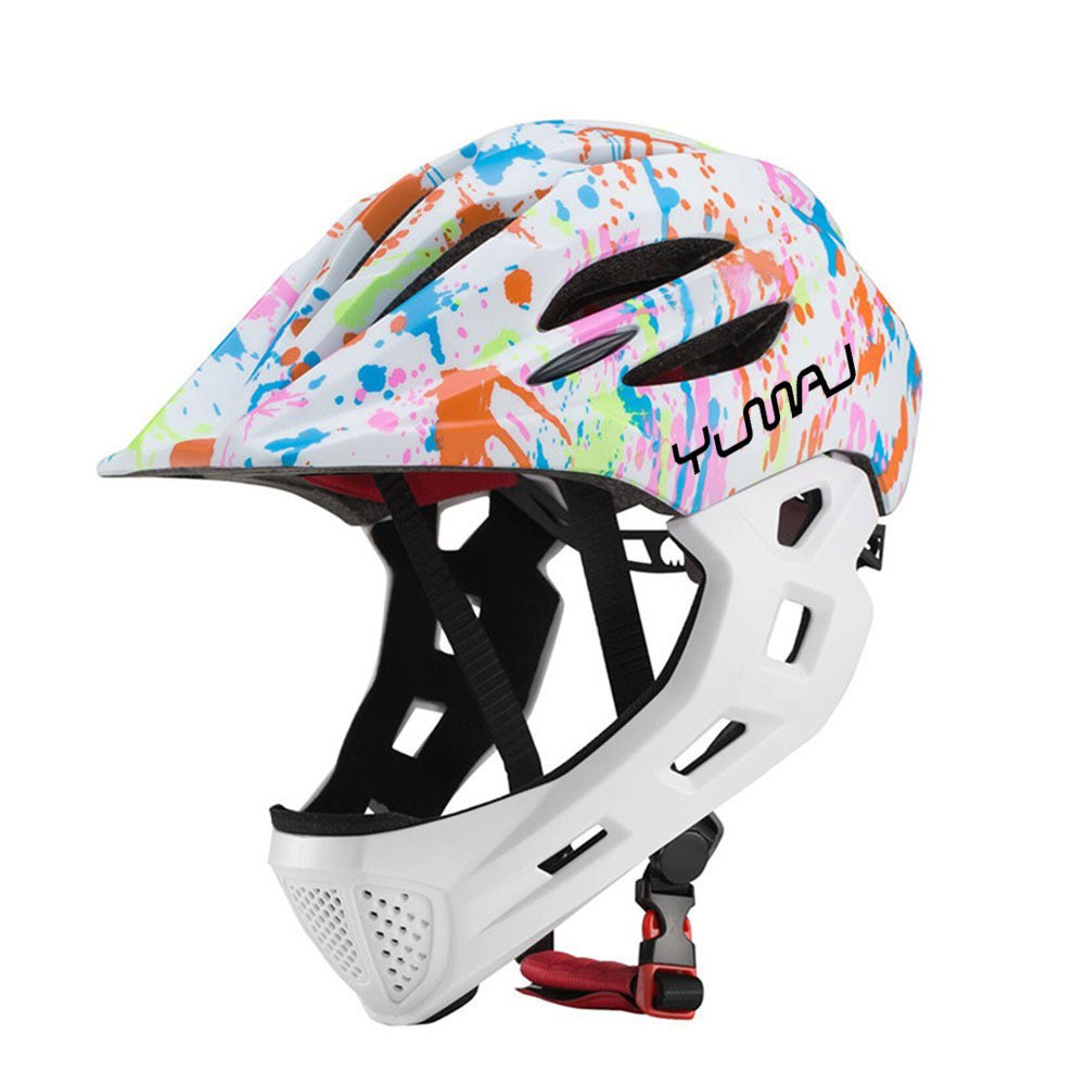 Mountain Biking Full Face Helmet - LED Kids Off-road Full Face MTB