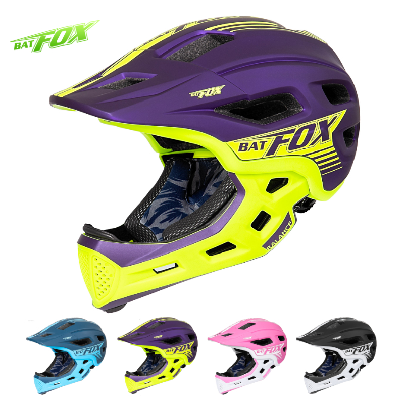 Mountain Biking Full Face Helmet - BATFOX Full Face Helmet Kids Detachable