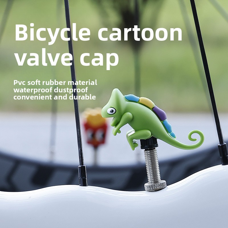 Mountain Biking Cartoon - Bicycle Air Nozzle Cap Road Bike