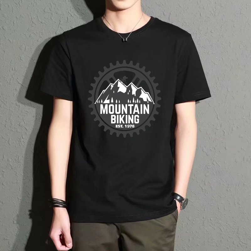 Men's Black Round-Neck Short-S – Mountain Biking Cartoon Bewertung und Preis