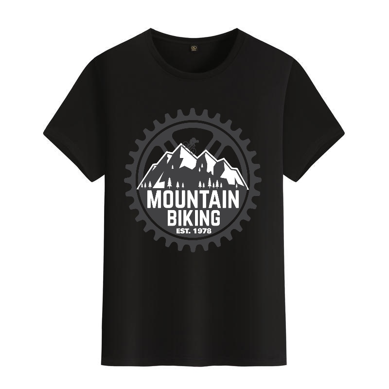 Men's Black Round-Neck Short-S – Mountain Biking Cartoon Bewertung und Preis