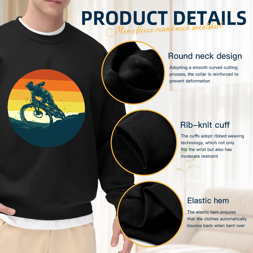 Men's Black Crew Neck Sweatshi – Mountain Biking Cartoon Bewertung und Preis